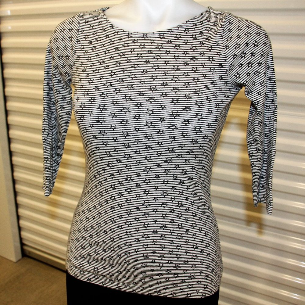 ZARA W/B Stars & Stripes Boatneck Top size Small